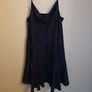 Navy Animal Print Silk Mini Dress